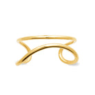 Bracelet jonc ouvert double fil à boucles en acier PVD doré