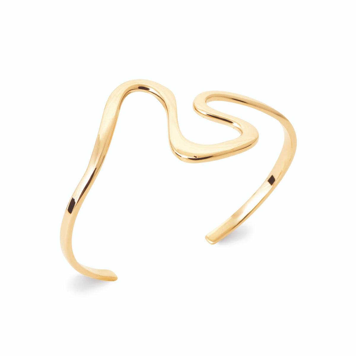 Bracelet jonc ouvert fil sinueux en plaqué or