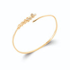 Bracelet jonc ouvert fin et branche de zircons en plaqué or