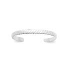 Bracelet jonc ouvert large effet corde en argent 925 rhodié