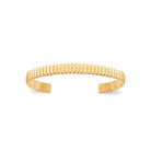 Bracelet jonc ouvert large effet corde en plaqué or