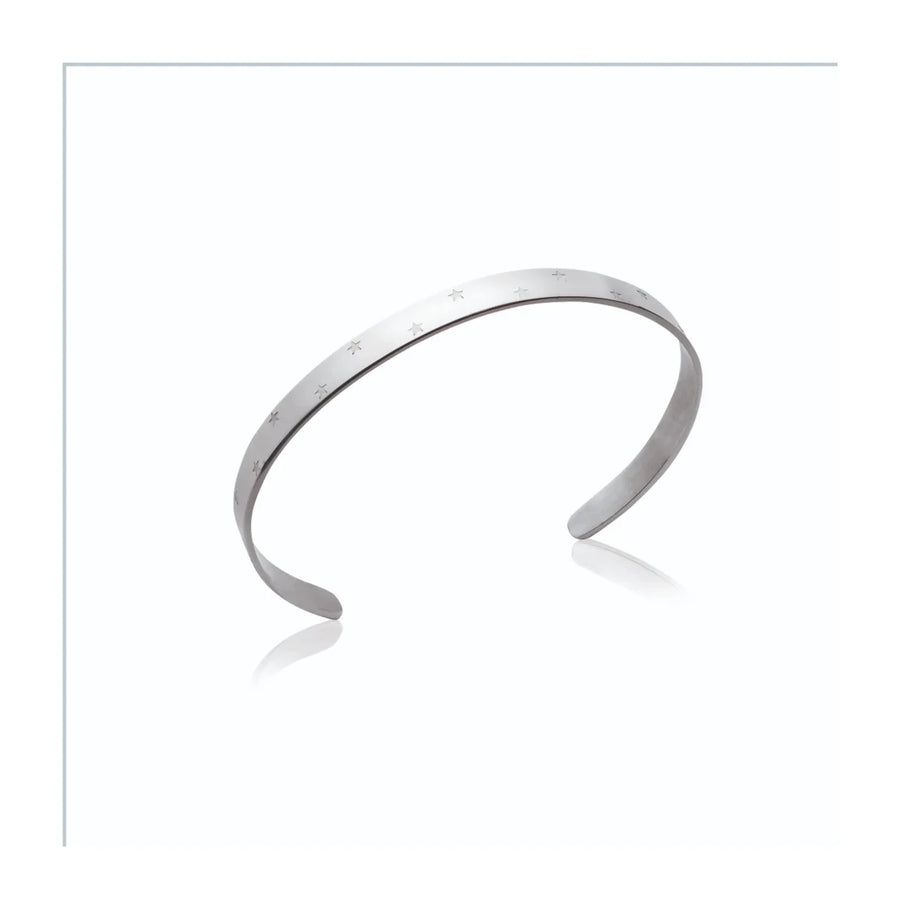 Bracelet jonc ouvert lisse en acier, vue de face