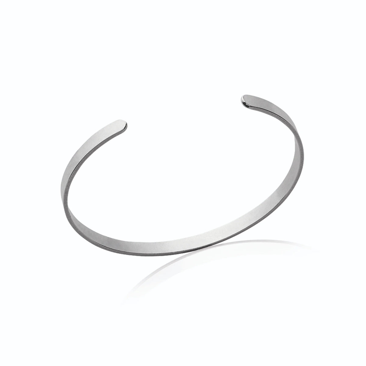 Bracelet jonc ouvert lisse en argent rhodié 56 mm