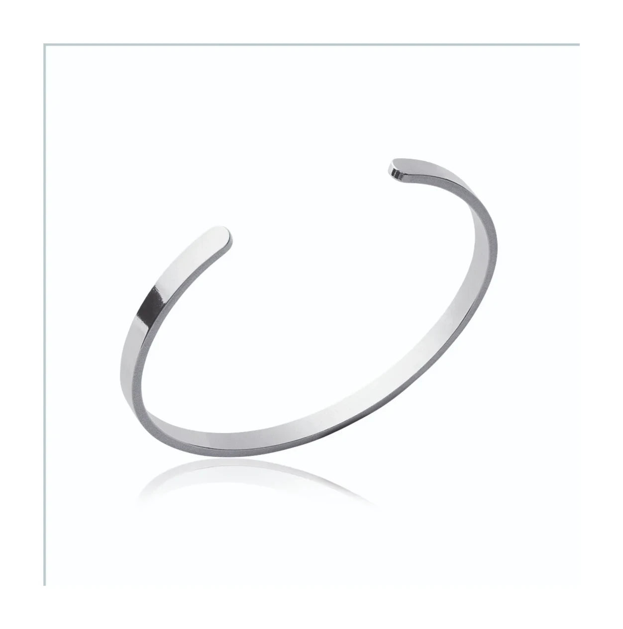 Bracelet jonc ouvert lisse en argent rhodié 65 mm