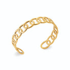 Bracelet jonc ouvert maille gourmette ajourée en acier PVD doré