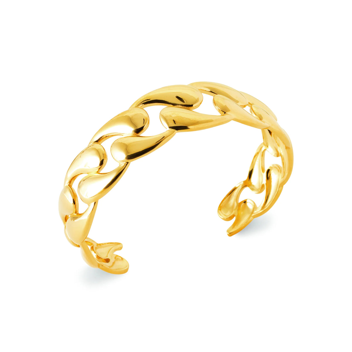 Bracelet jonc ouvert maille gourmette en acier PVD doré