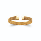 Bracelet jonc ouvert maille milanaise en acier PVD doré