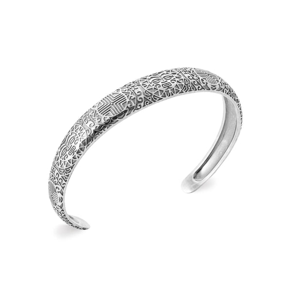 Bracelet jonc ouvert martelé en argent 925