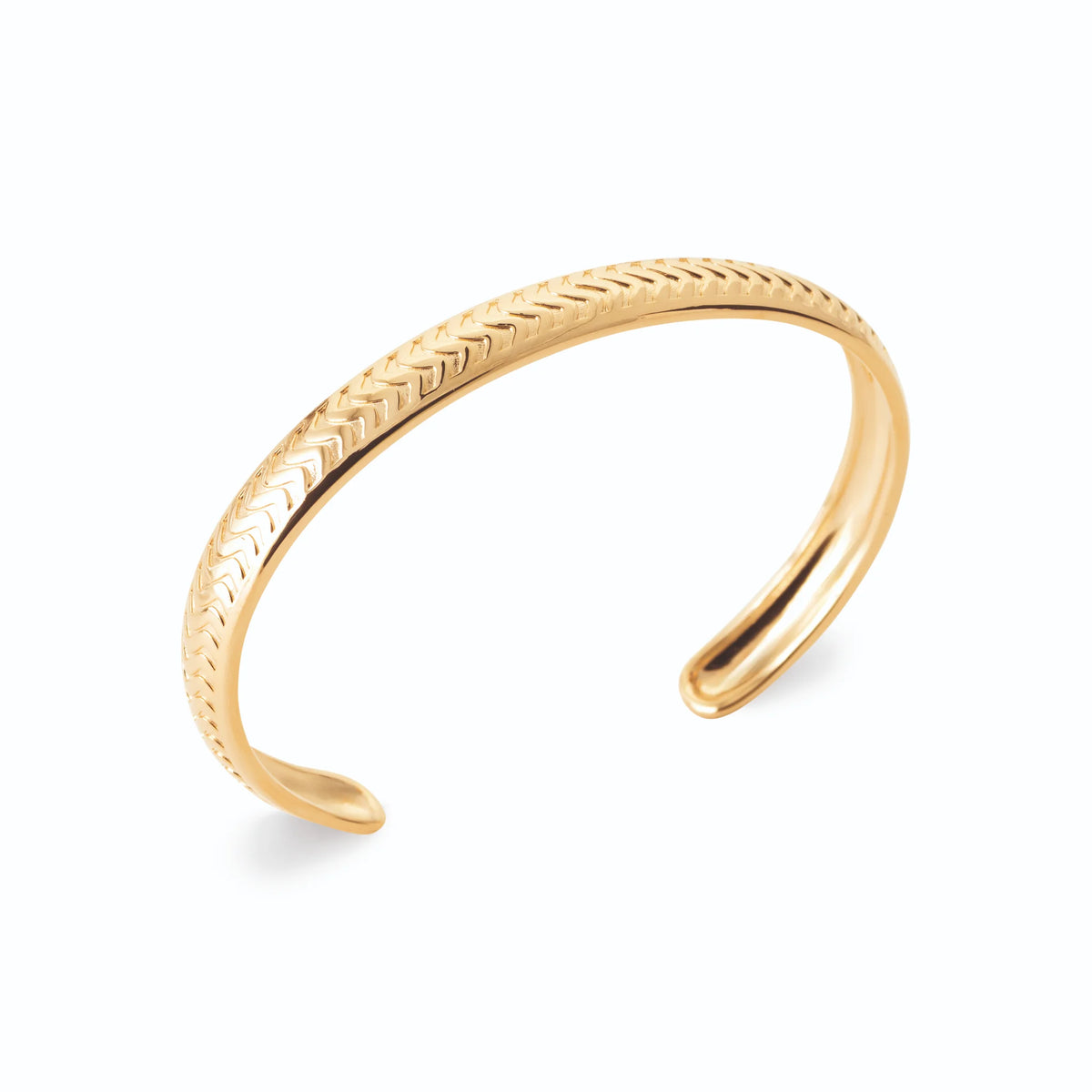 Bracelet jonc ouvert motif épi en plaqué or homme