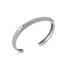 Bracelet jonc ouvert motif plume en argent 925 homme