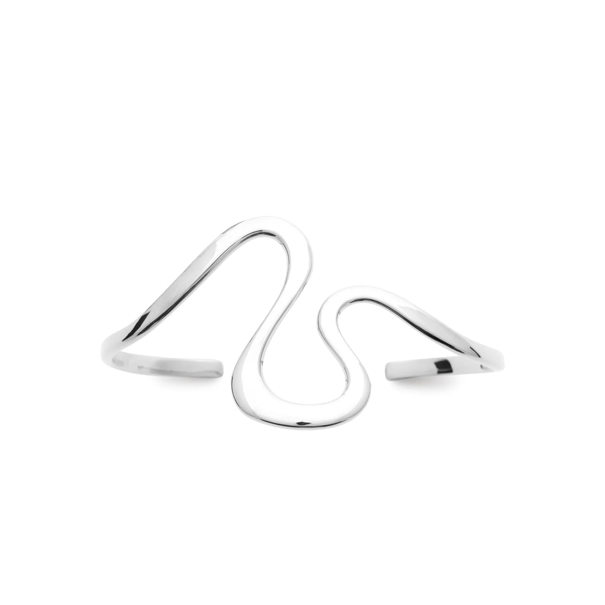 Bracelet jonc ouvert ondulé en plaqué argent