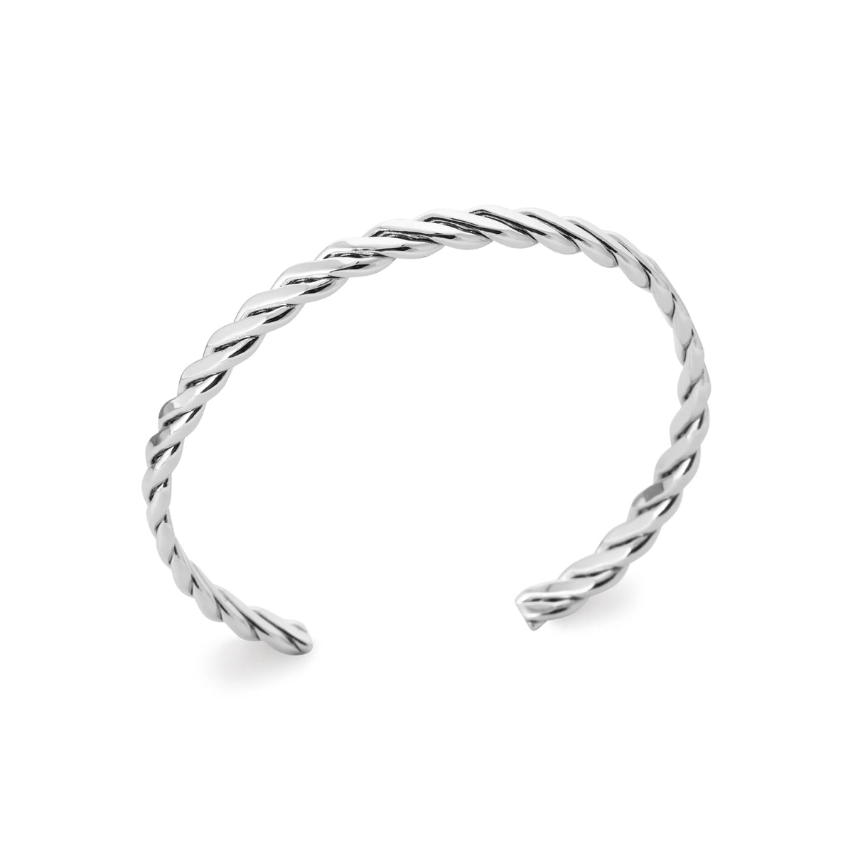 Bracelet jonc ouvert torsadé en acier homme