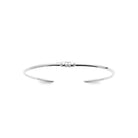 Bracelet jonc ouvert très fin à embout serti de zircons en argent 925 rhodié