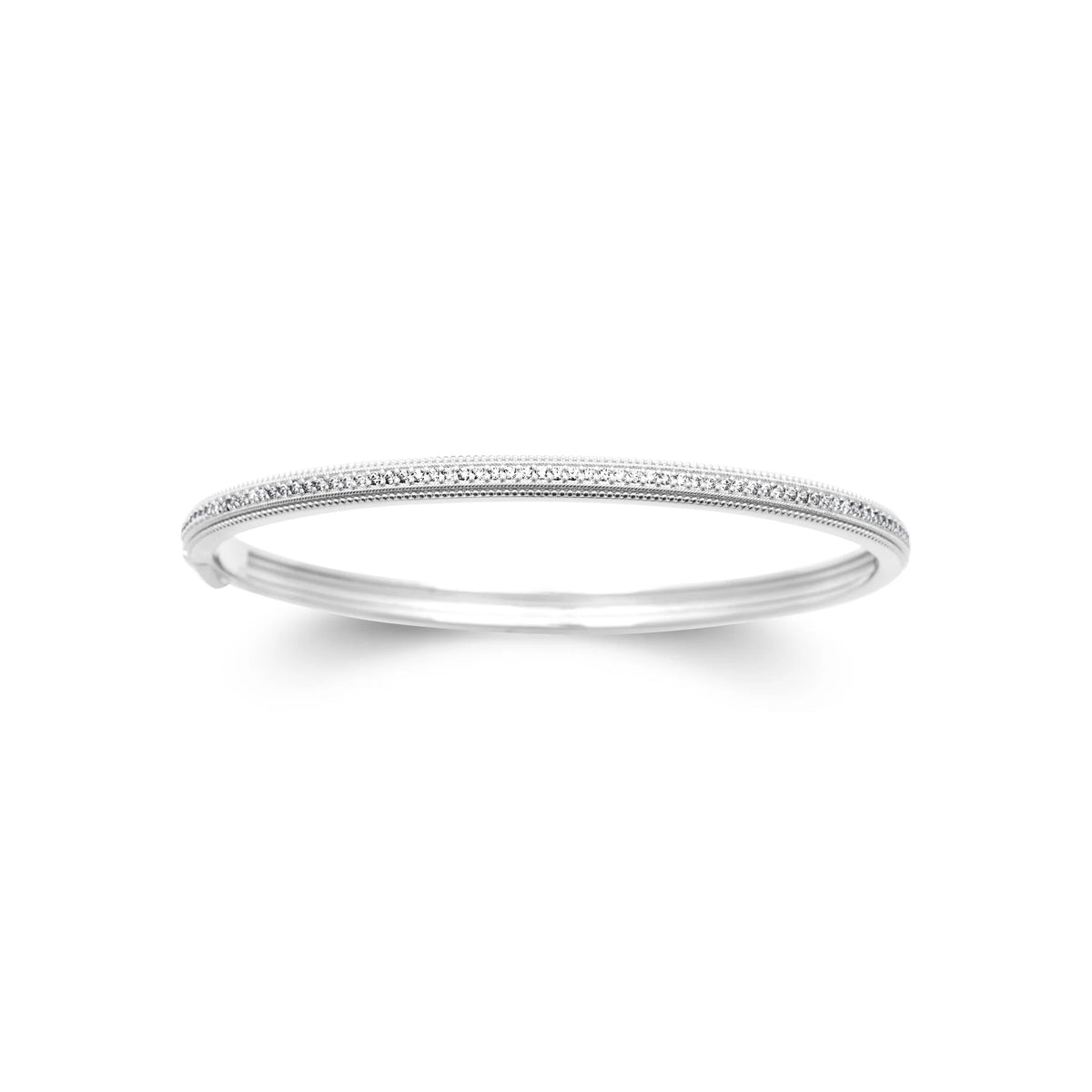 Bracelet jonc pavé de zircons en argent 925 rhodié