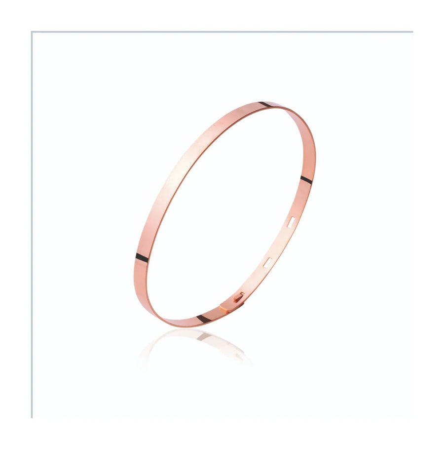 Bracelet jonc plat fin en plaqué or rose, vue de face
