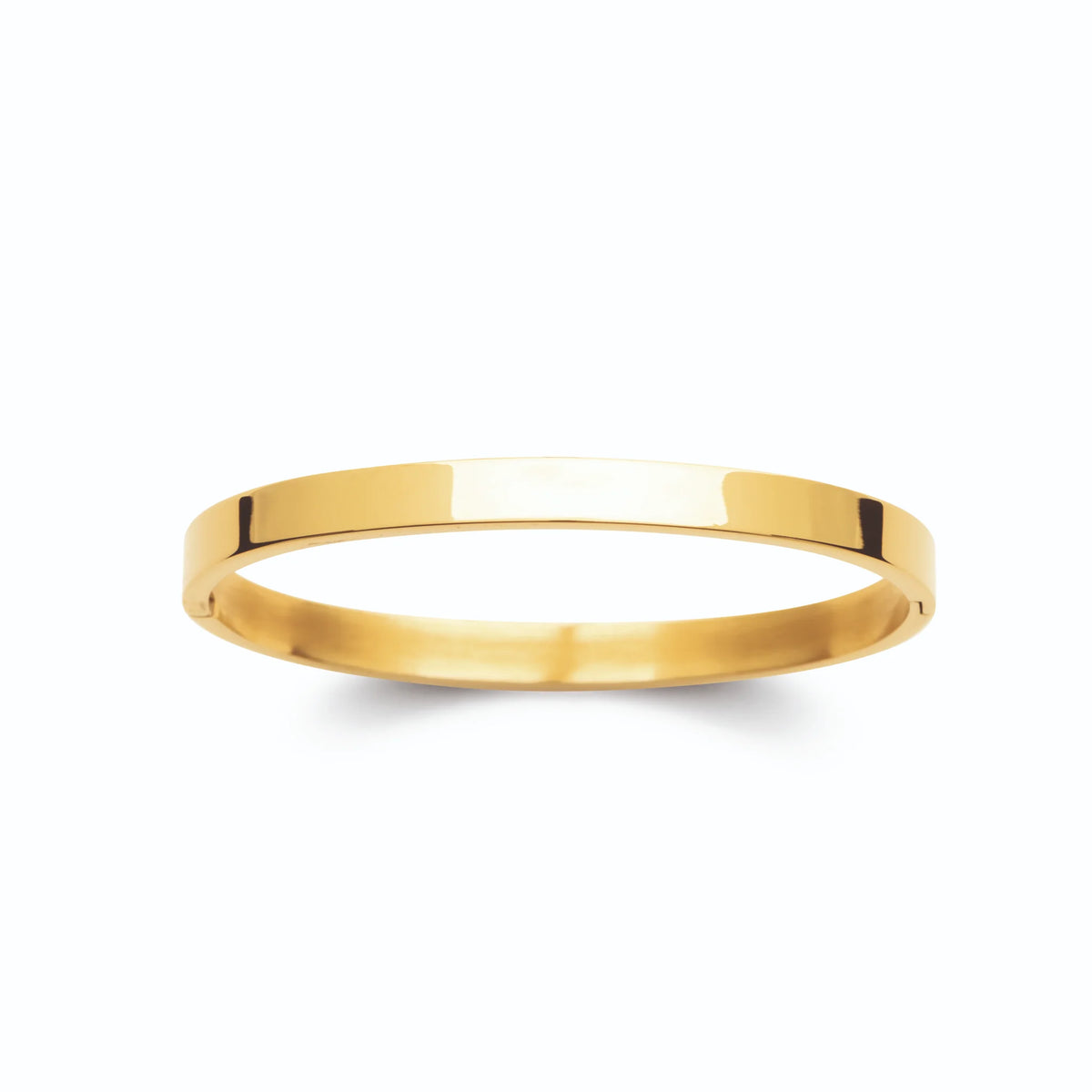 Bracelet jonc plat ouvrant en acier doré homme vu de profil