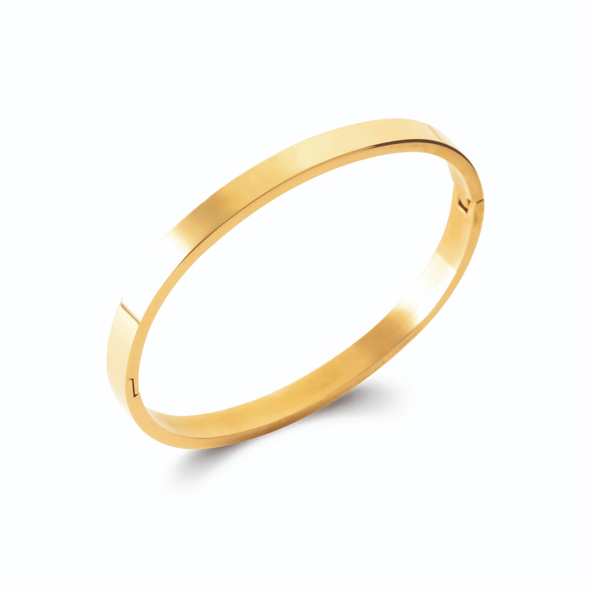 Bracelet jonc plat ouvrant en acier doré homme