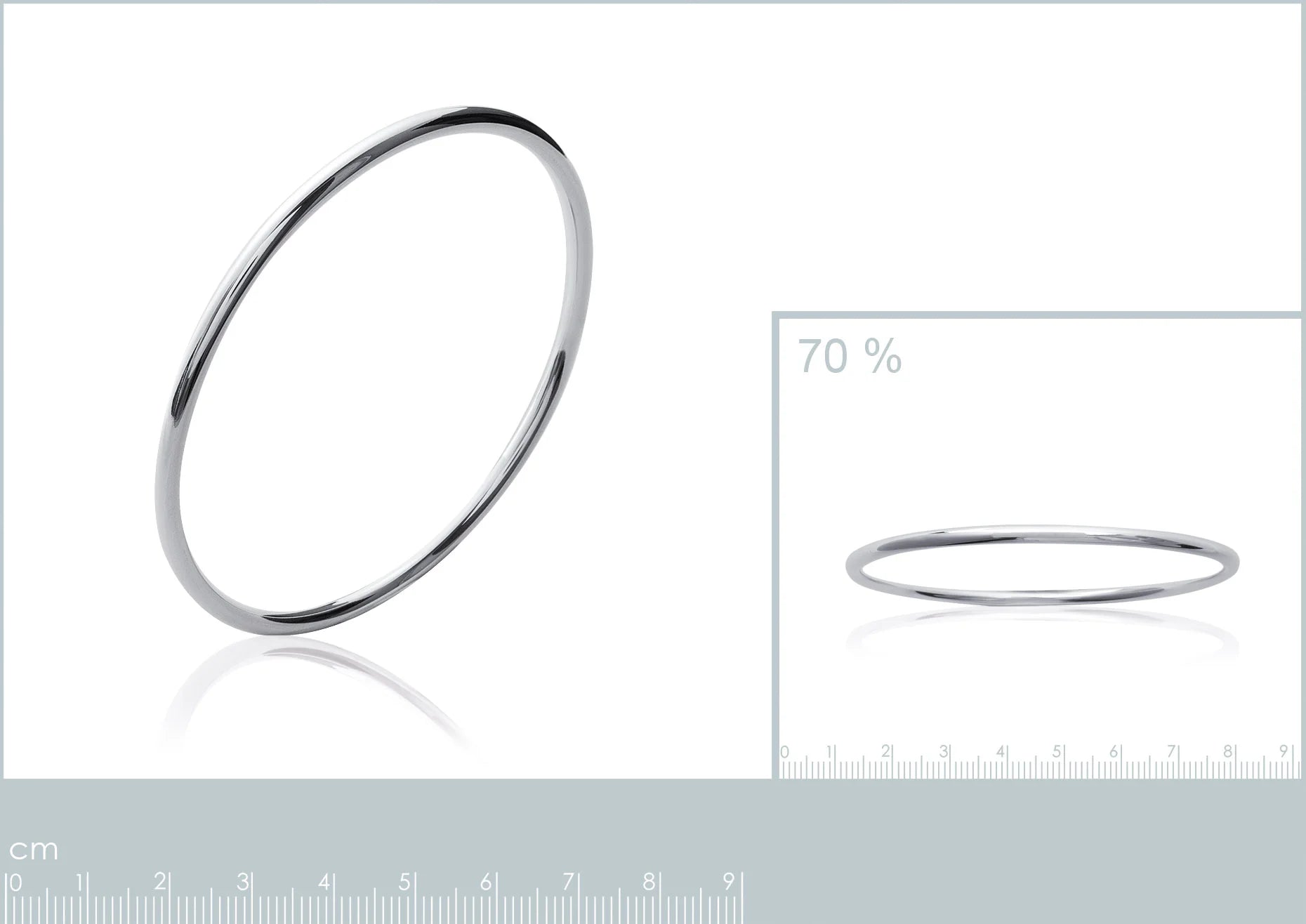 Bracelet jonc plein en argent 925 rhodié