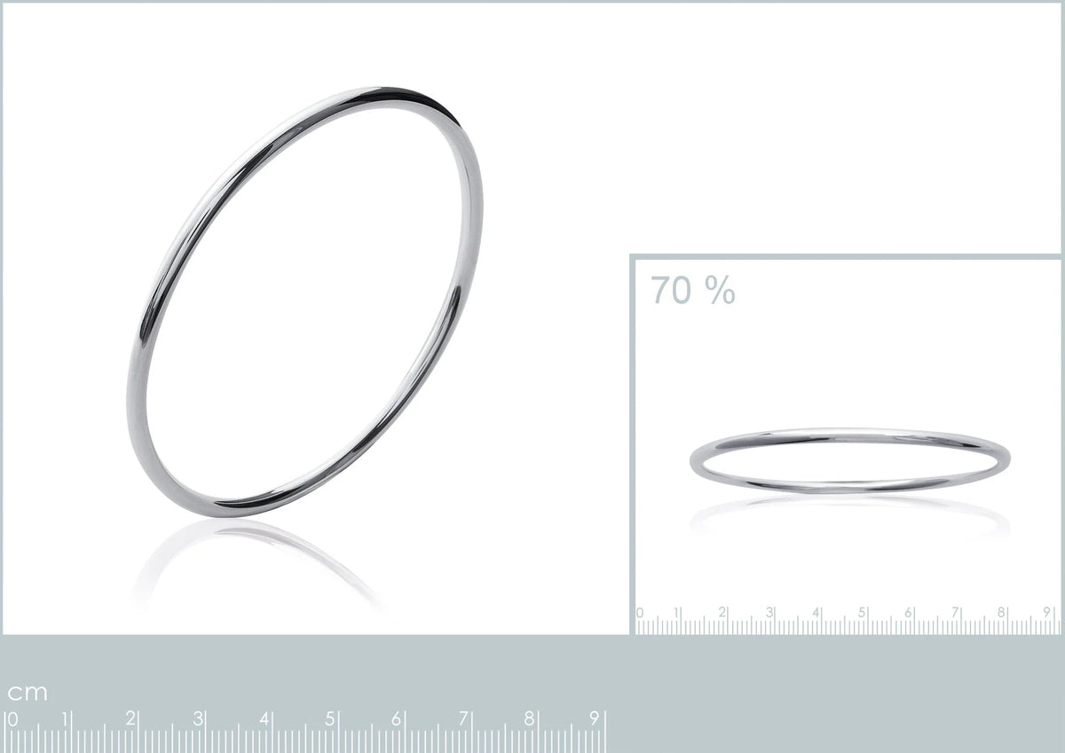 Bracelet jonc plein en argent 925 rhodié
