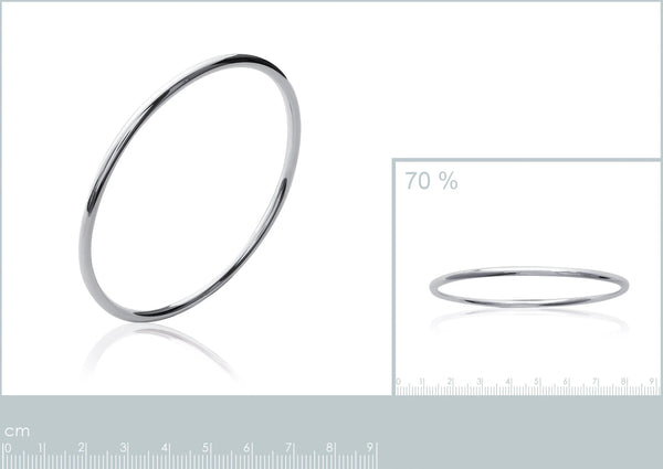 Bracelet jonc plein en argent 925 rhodié