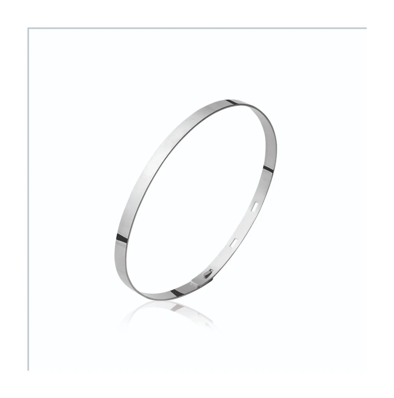 Bracelet jonc rigide fin en argent rhodié