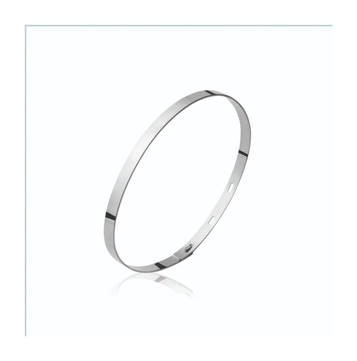 Bracelet jonc rigide fin en argent rhodié