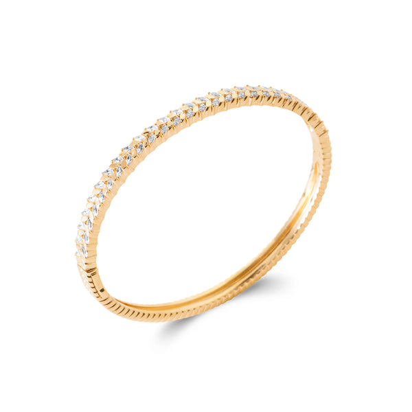 Bracelet jonc rivière de zircons en plaqué or