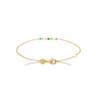 Bracelet ligne de pierres vertes et zircons en plaqué or