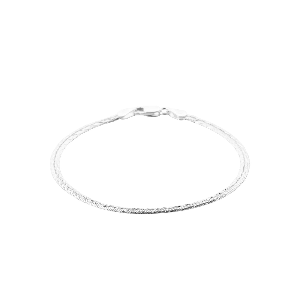 Bracelet maille chevron ciselée en argent 925 rhodié