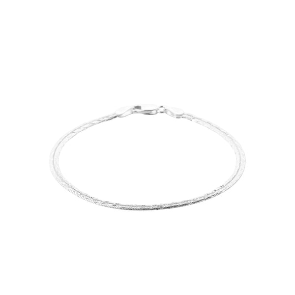 Bracelet maille chevron ciselée en argent 925 rhodié