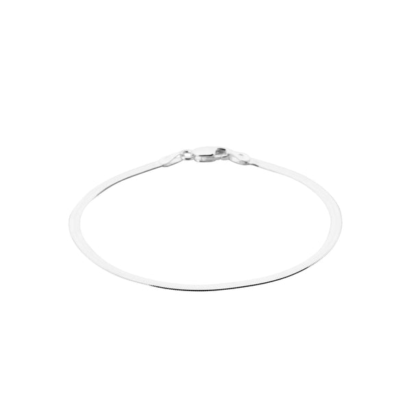 Bracelet maille chevron plate en argent 925 rhodié
