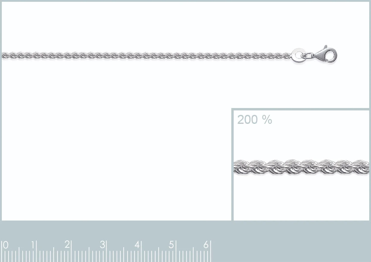 Bracelet maille corde en argent 925 rhodié