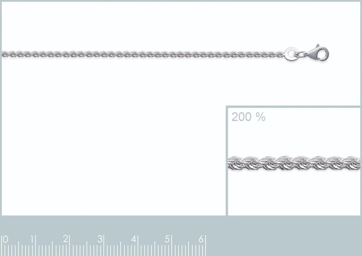 Bracelet maille corde en argent 925 rhodié