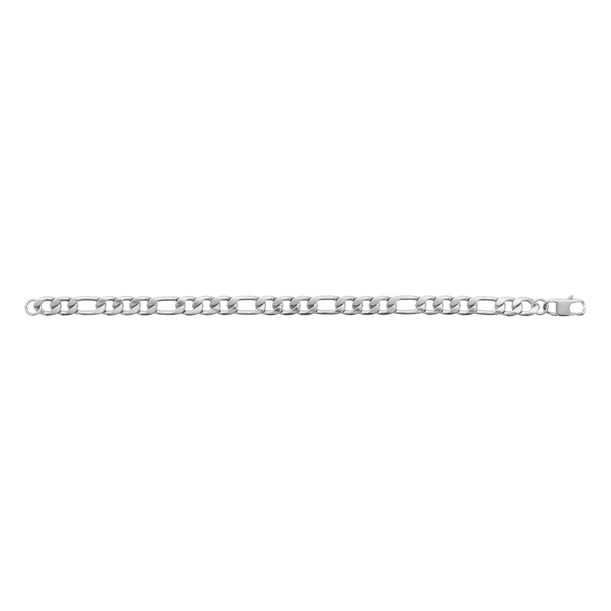 Bracelet maille figaro en acier PVD argenté homme
