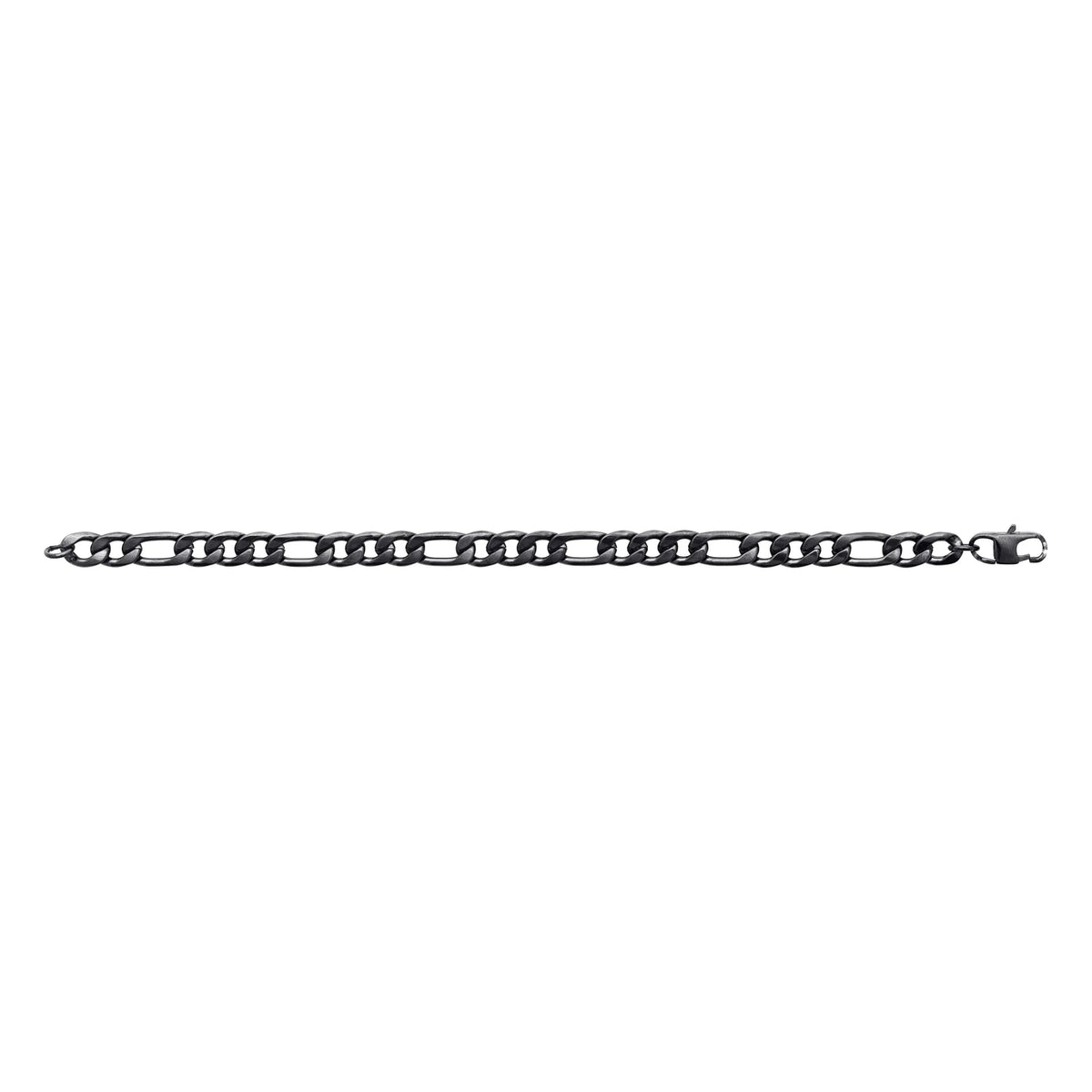 Bracelet maille figaro en acier PVD noir homme