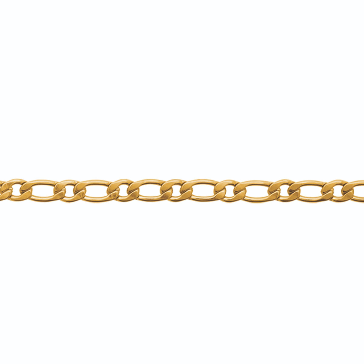 Bracelet maille figaro large en acier PVD doré homme