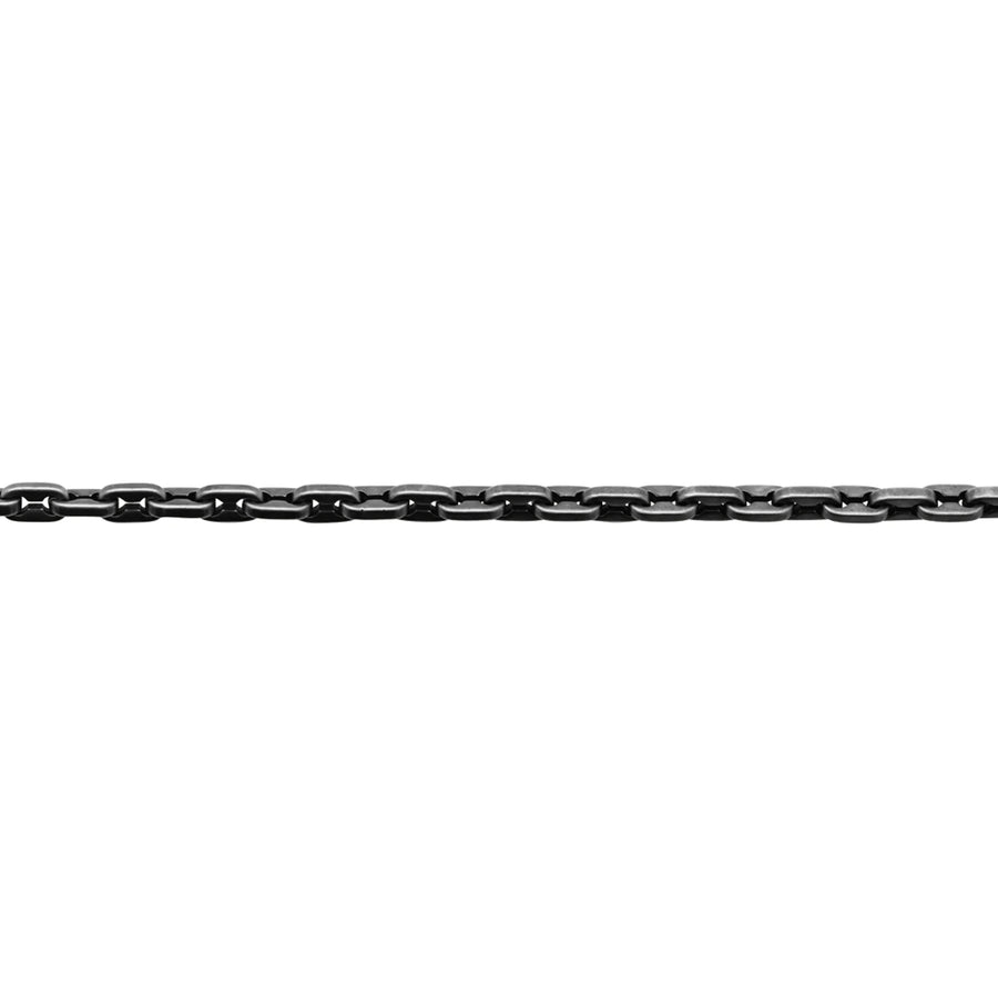 Bracelet maille forçat allongée en acier noir homme, vue de face