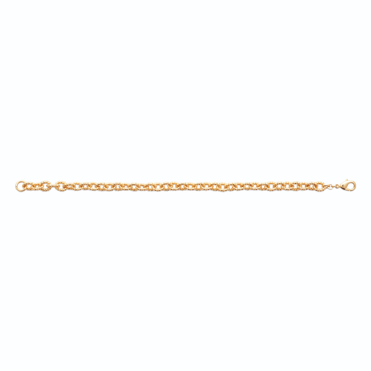 Bracelet maille forçat épaisse aux anneaux ciselés en plaqué or