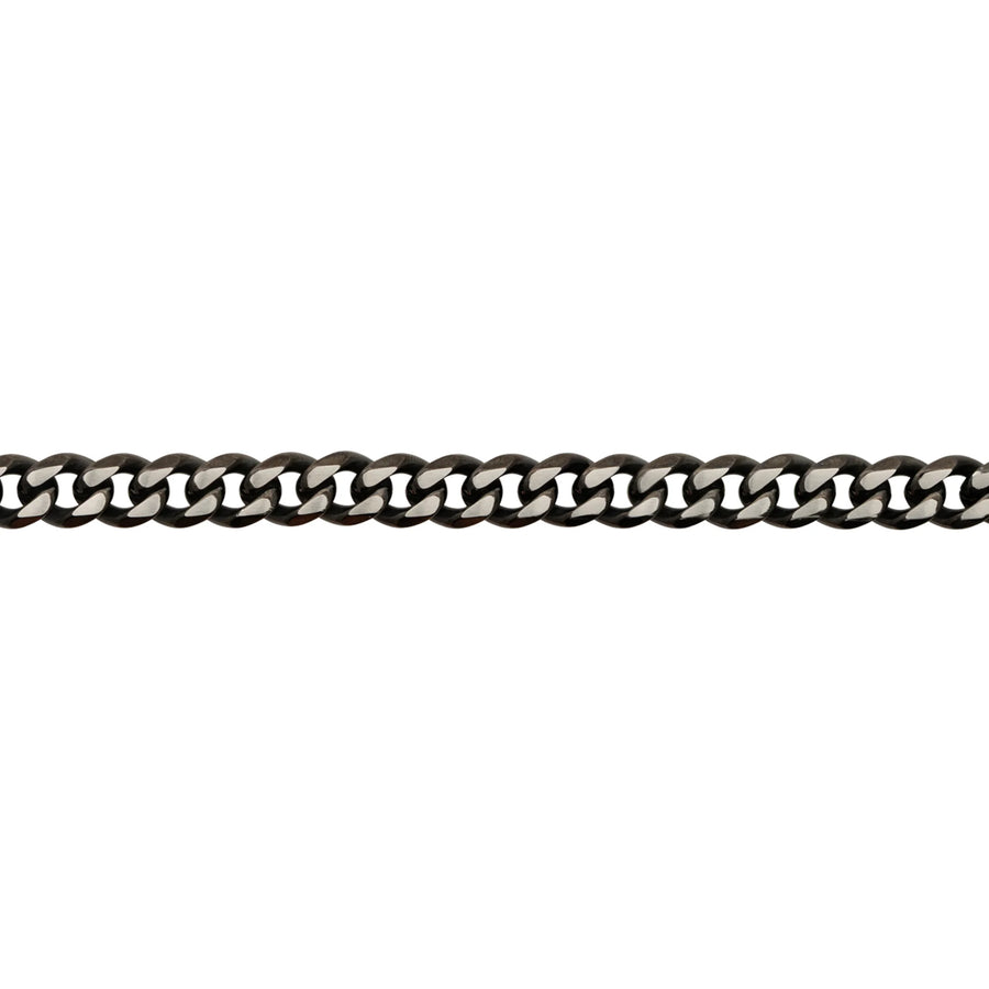 Bracelet maille gourmette épaisse en acier PVD noir homme, vue de face