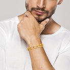 Bracelet maille gourmette large en acier PVD doré
