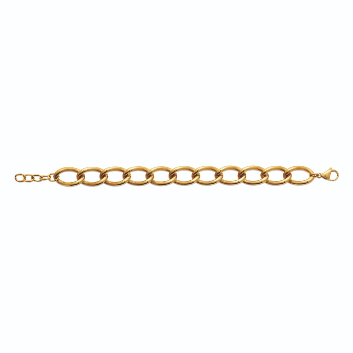 Bracelet maille gourmette large en acier PVD doré