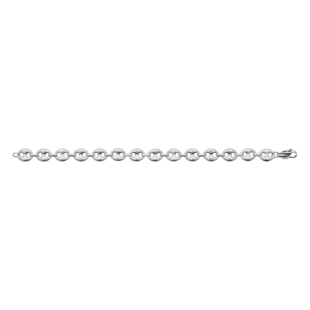 Bracelet maille grain de café en acier PVD argenté homme