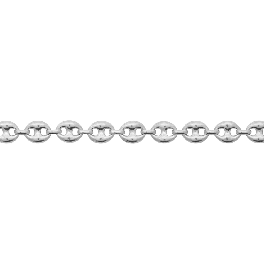 Bracelet maille grain de café en acier PVD argenté homme, vue de face