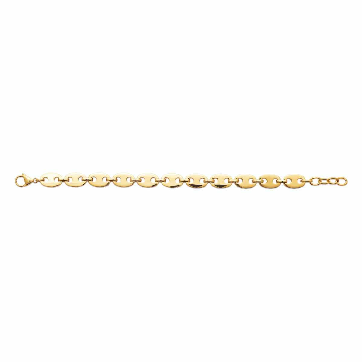 Bracelet maille grain de café en acier PVD doré