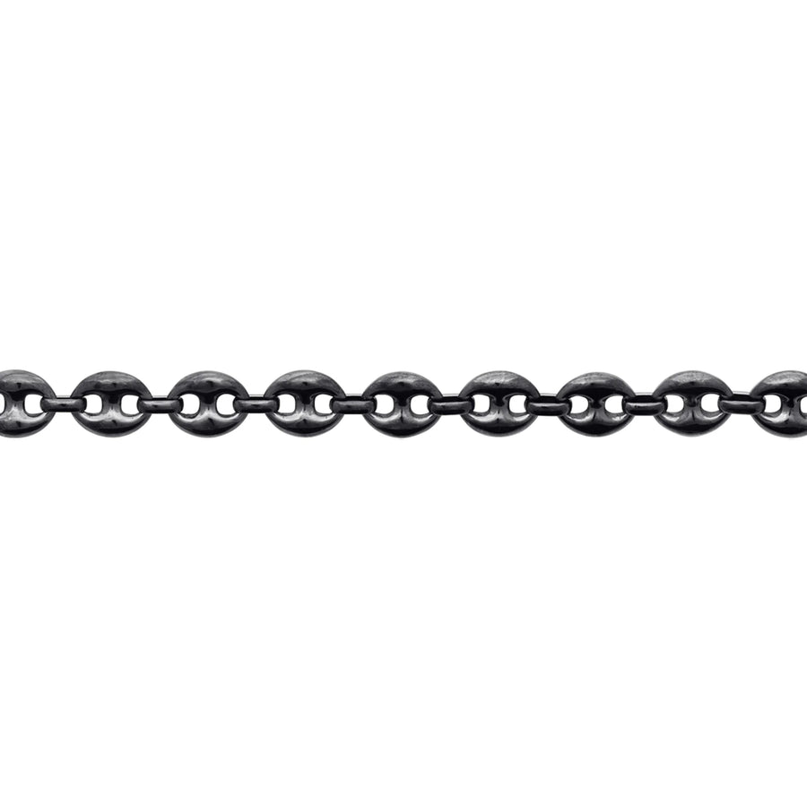 Bracelet maille grain de café en acier PVD noir homme, vue de face