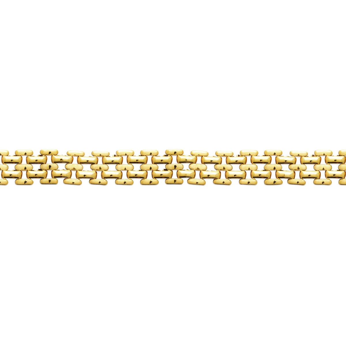 Bracelet maille plate briquetée en acier PVD doré