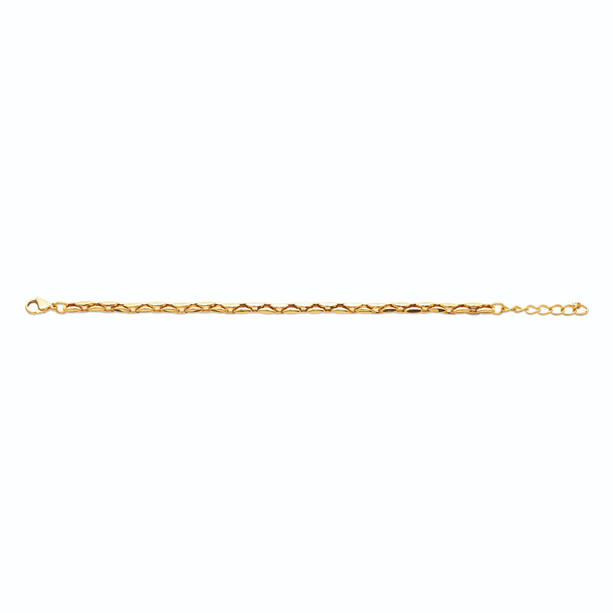 Bracelet maille plate imbriquée en acier PVD doré