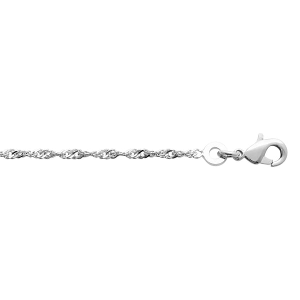 Bracelet maille Singapour en argent 925 rhodié, autre vue