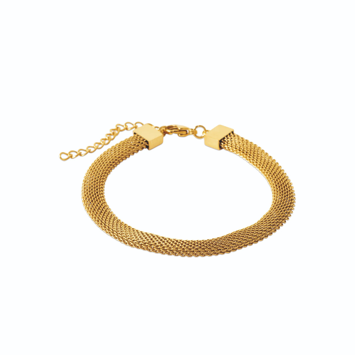 Bracelet maille tissée souple en acier PVD doré