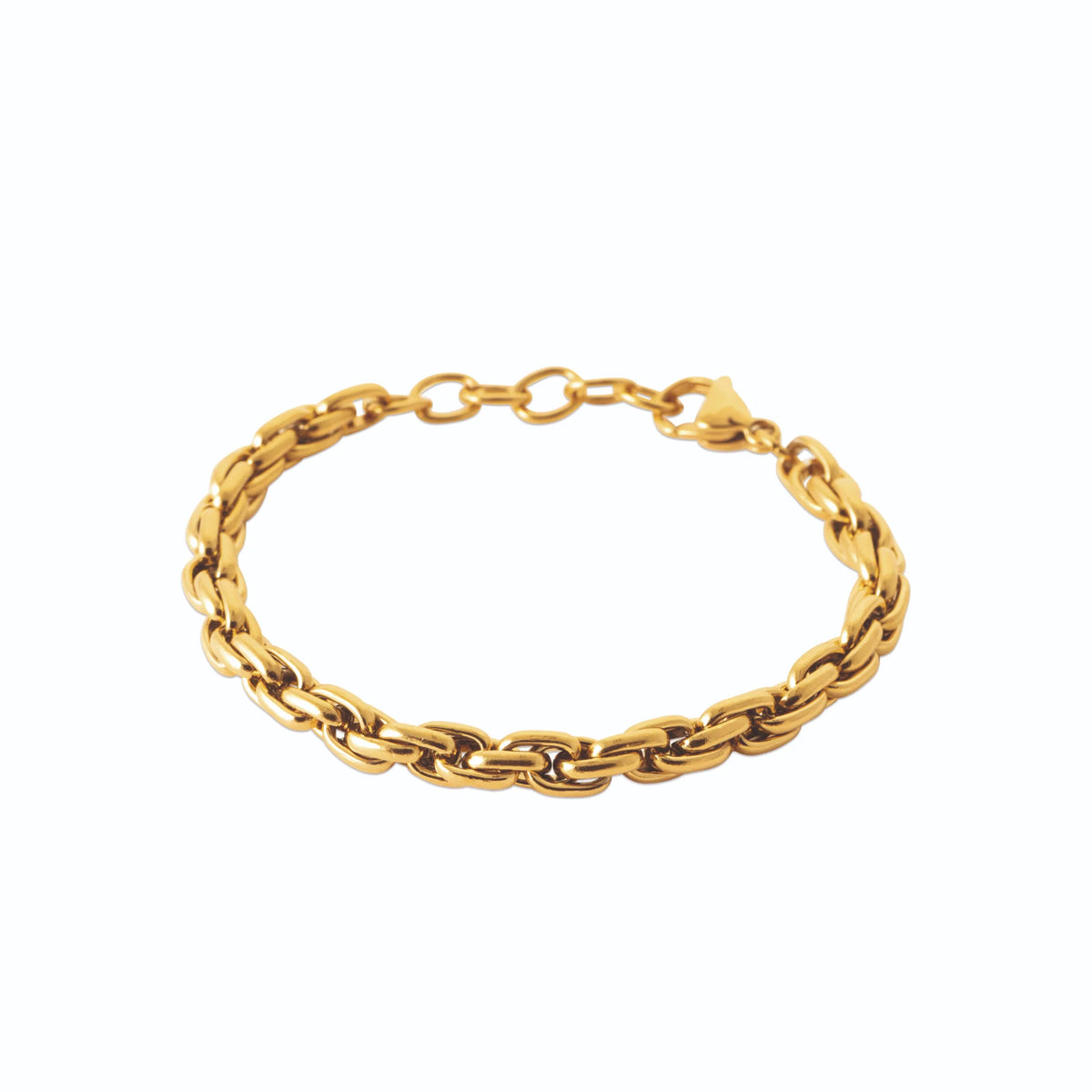 Bracelet maille torsadée façon corde en acier PVD doré